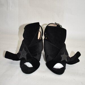 $660 Nº21 Stars Embellished Knotted Black Velvet Heel Sandal 36 (TPO2) V